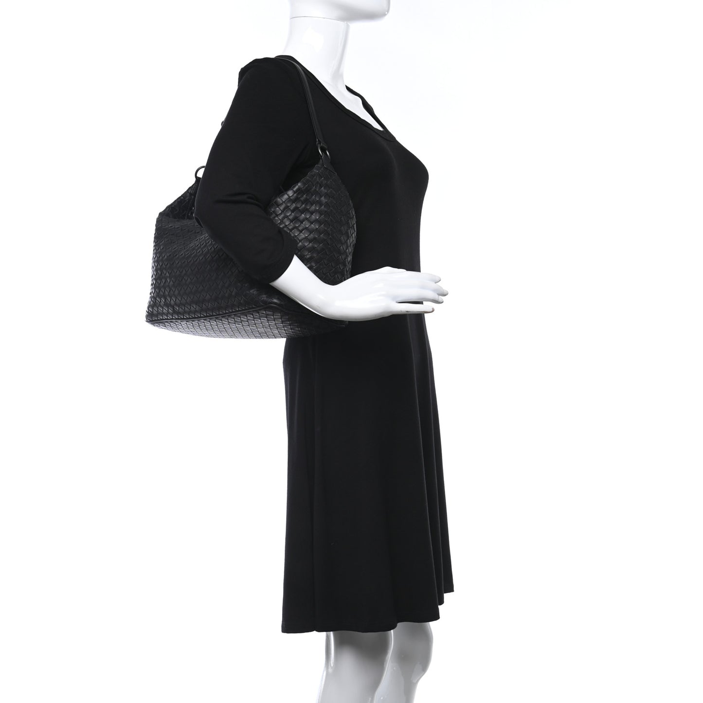 Nappa Intrecciato Medium Shoulder Bag Black