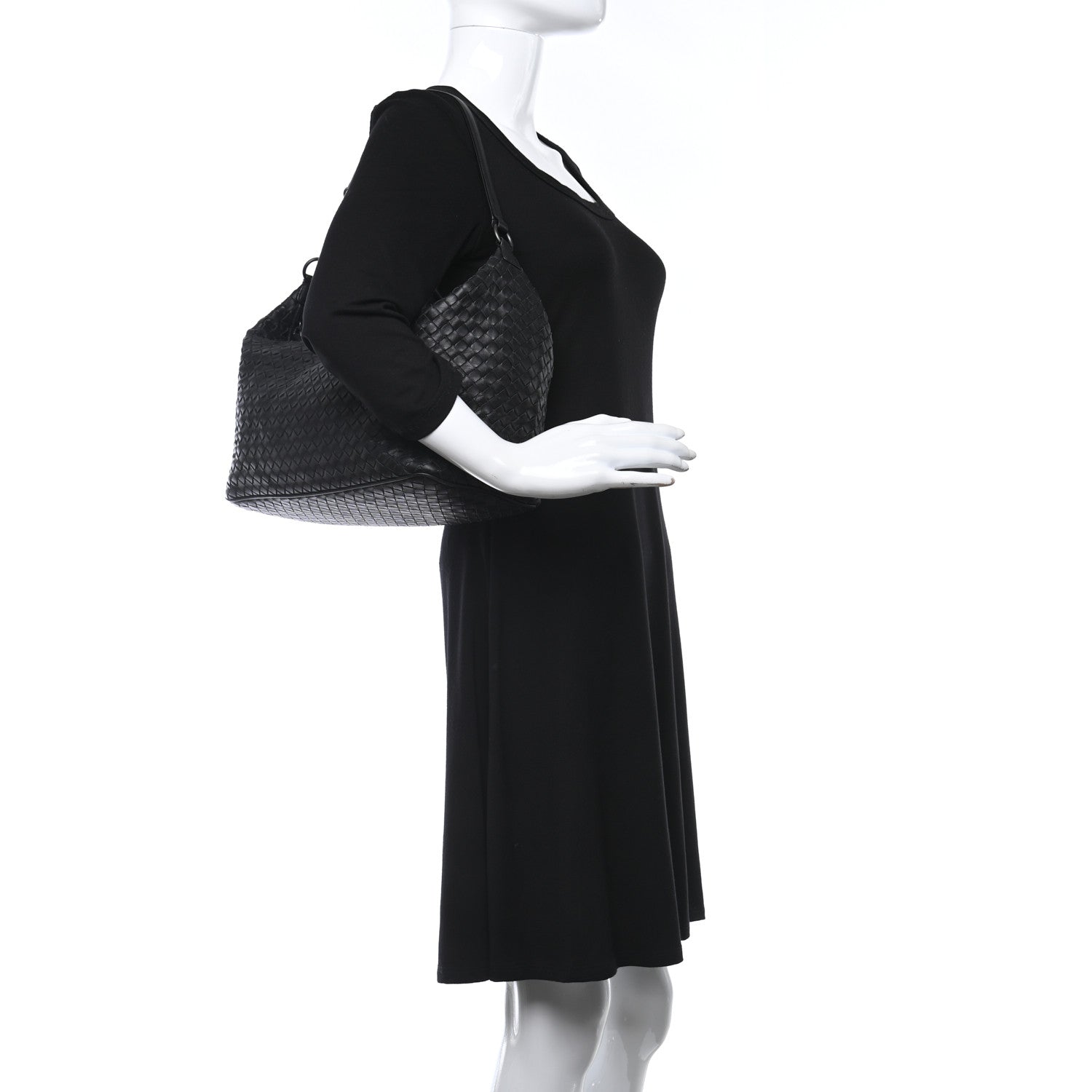 Bottega Veneta Nappa Intrecciato Medium Shoulder Bag Black 2 of 9