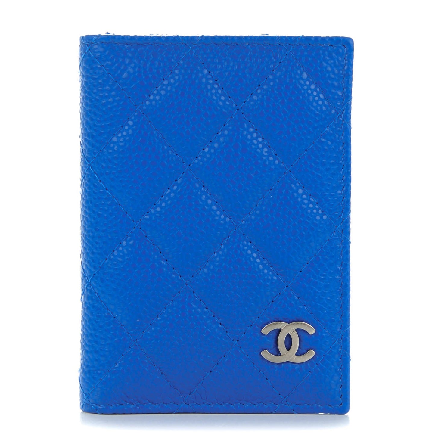 Caviar Quilted Card Holder Blue