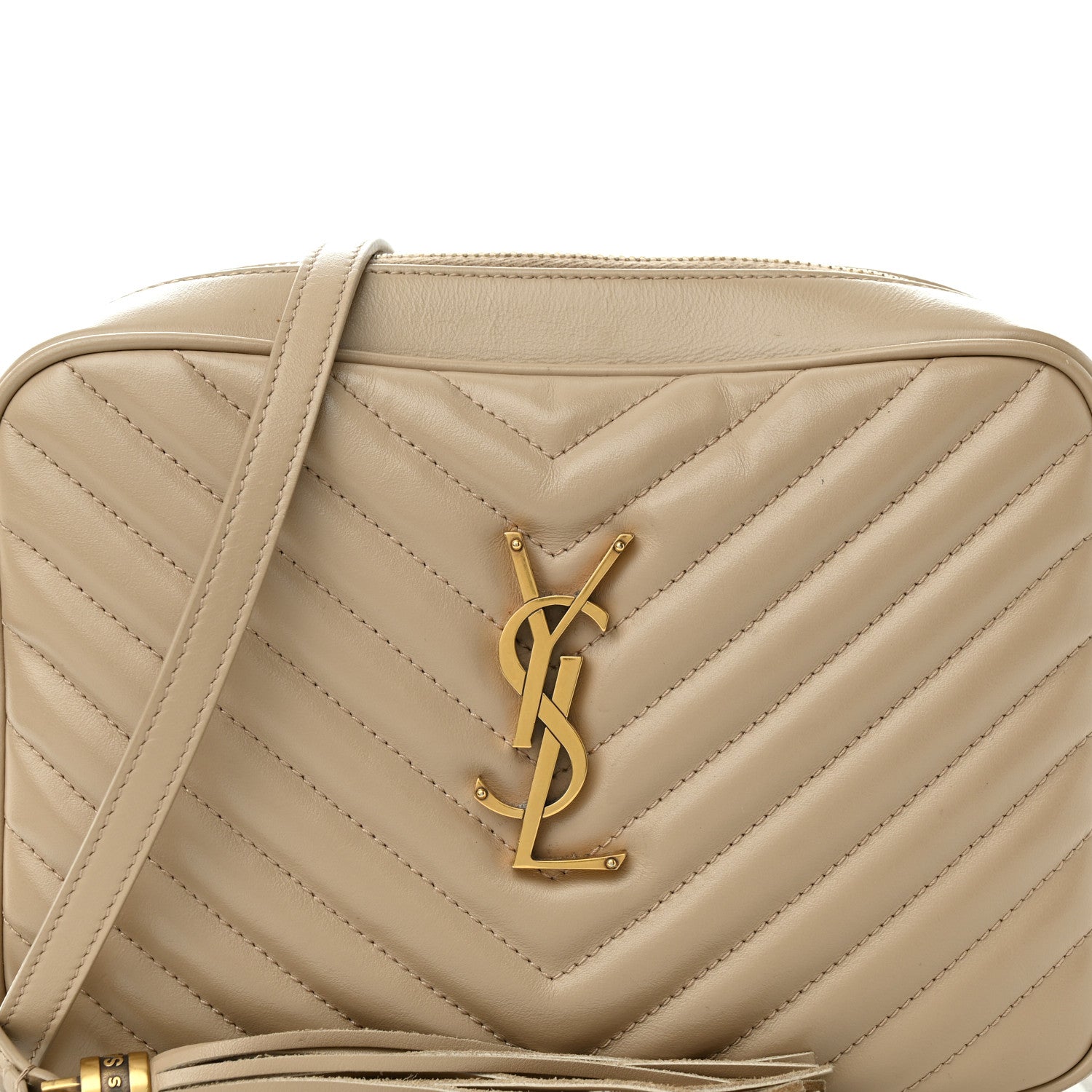 Saint Laurent Calfskin Matelasse Monogram Lou Camera Bag Dark Beige 8 of 14