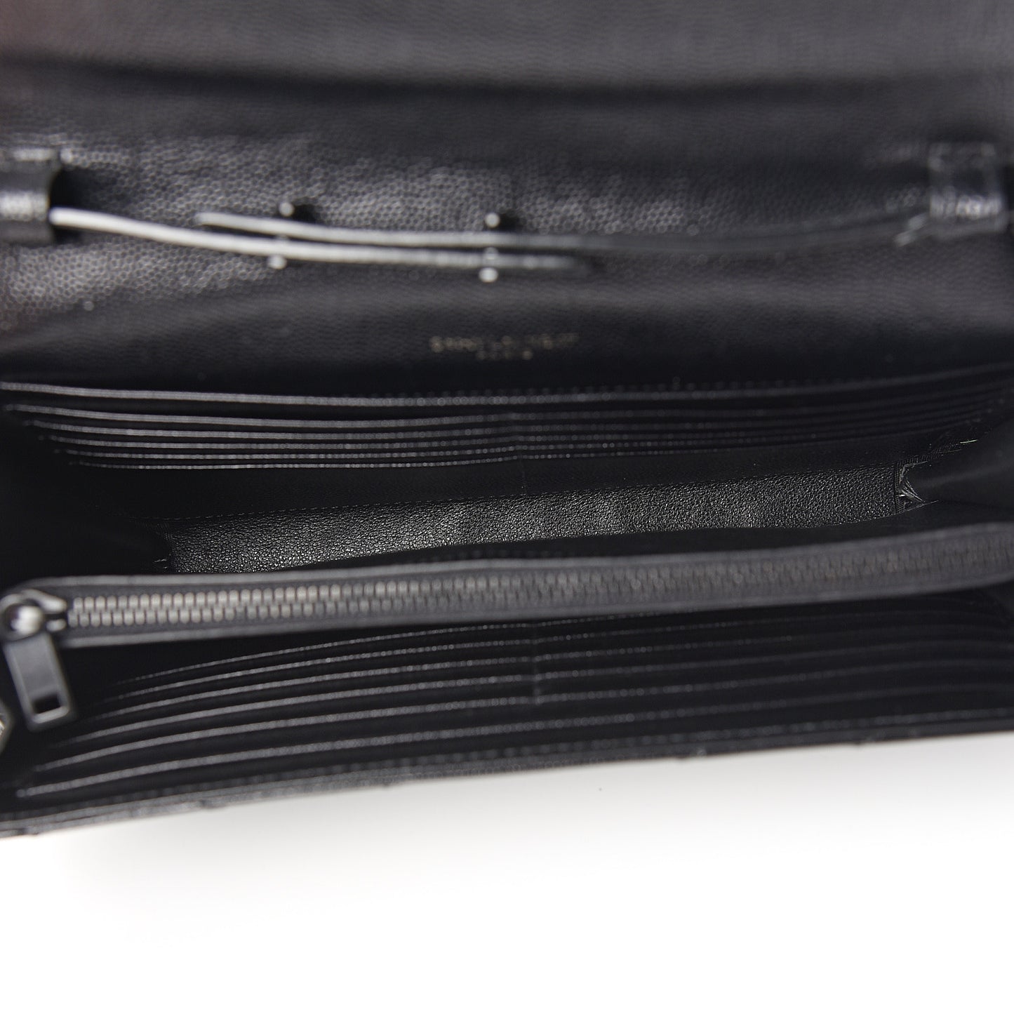 Grain De Poudre Matelasse Chevron Monogram Chain Wallet Black
