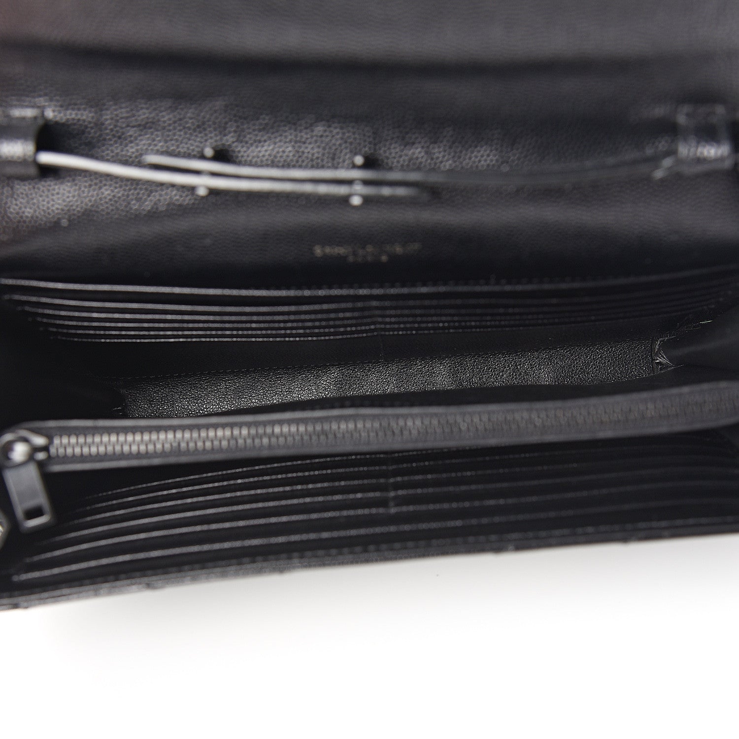 Saint Laurent Grain De Poudre Matelasse Chevron Monogram Chain Wallet Black 4 of 10
