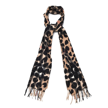 Burberry Cashmere Animal Print House Check Scarf Camel 1 of 7