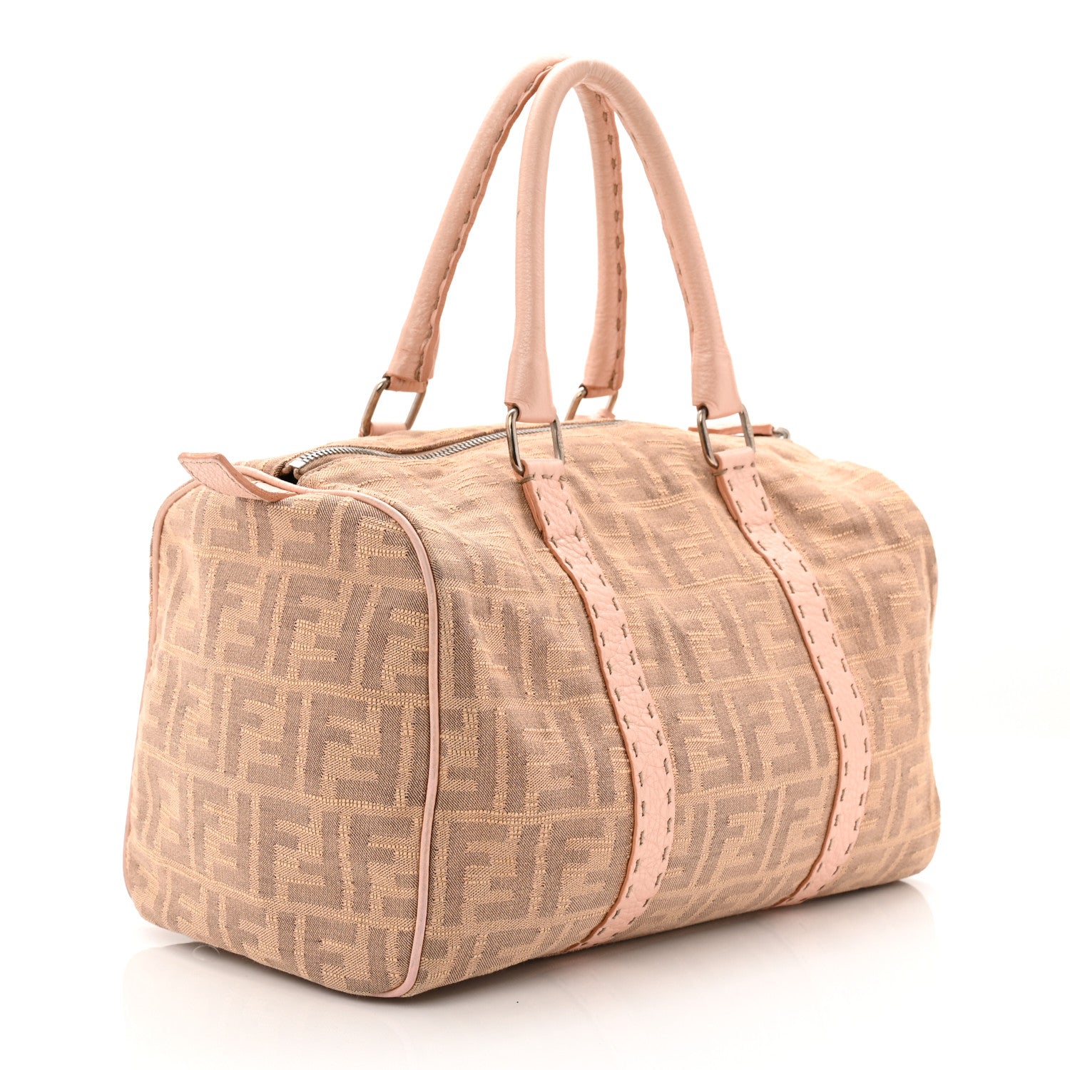 Fendi Zucca Cuoio Romano Selleria Medium Boston Cipria Cipria 3 of 12