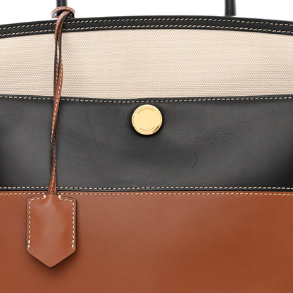 Burberry Calfskin Medium Society Top Handle Bag Black Brown 8 of 10