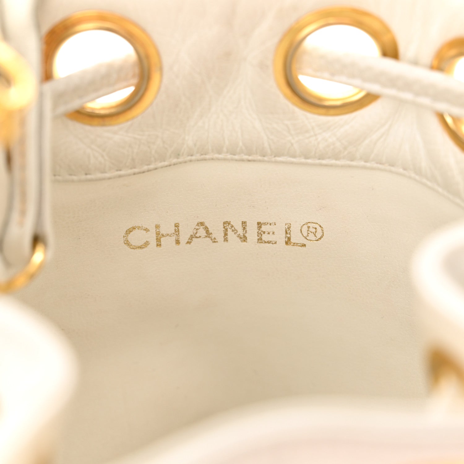 Chanel Lambskin CC Drawstring Bucket Bag White 7 of 20