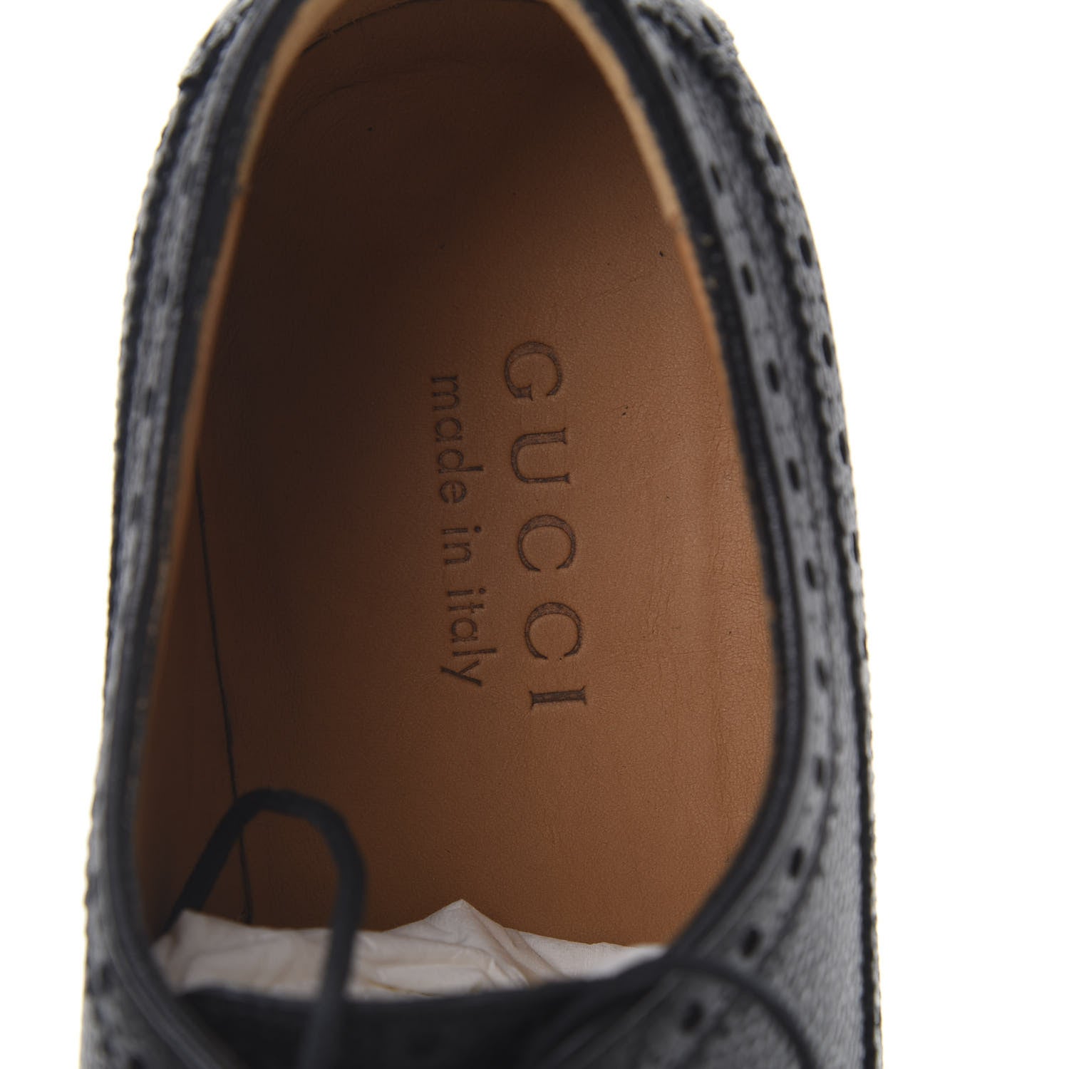 Gucci Calfskin Web Mens Queercore Brogue Derby Shoes 8.5 Black 7 of 8