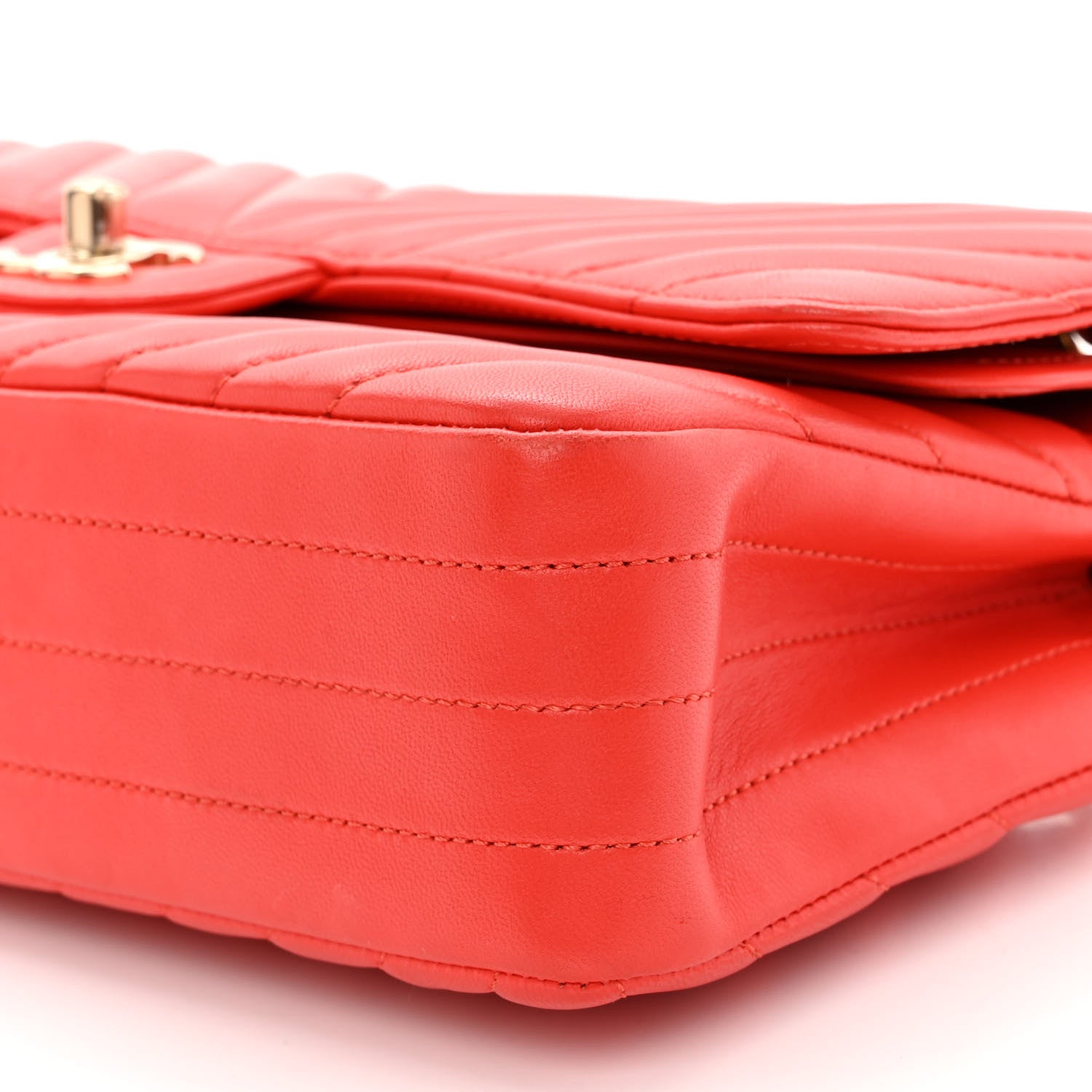 Chanel Lambskin Chevron Quilted Medium Double Flap Red 10 of 10