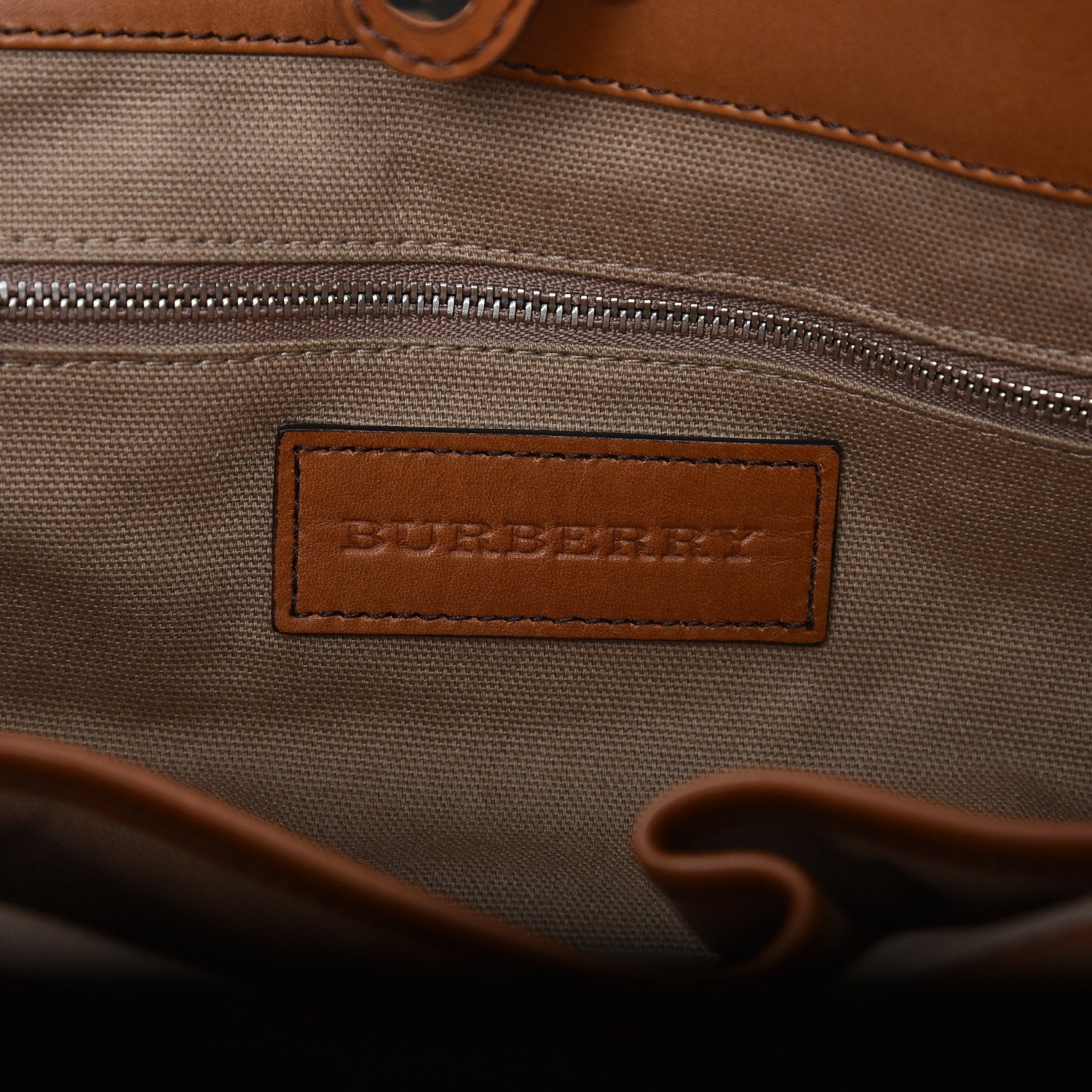 Burberry Canvas Mega Check Medium Traveler Tote Saddle Brown 7 of 8