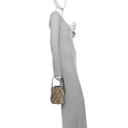 Fendi Chenille Vitello King FF Mini Mon Tresor Bucket Bag Tortora Nuvola 2 of 14