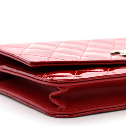 Chanel Patent Quilted Brilliant Wallet On Chain WOC Red 10 of 14