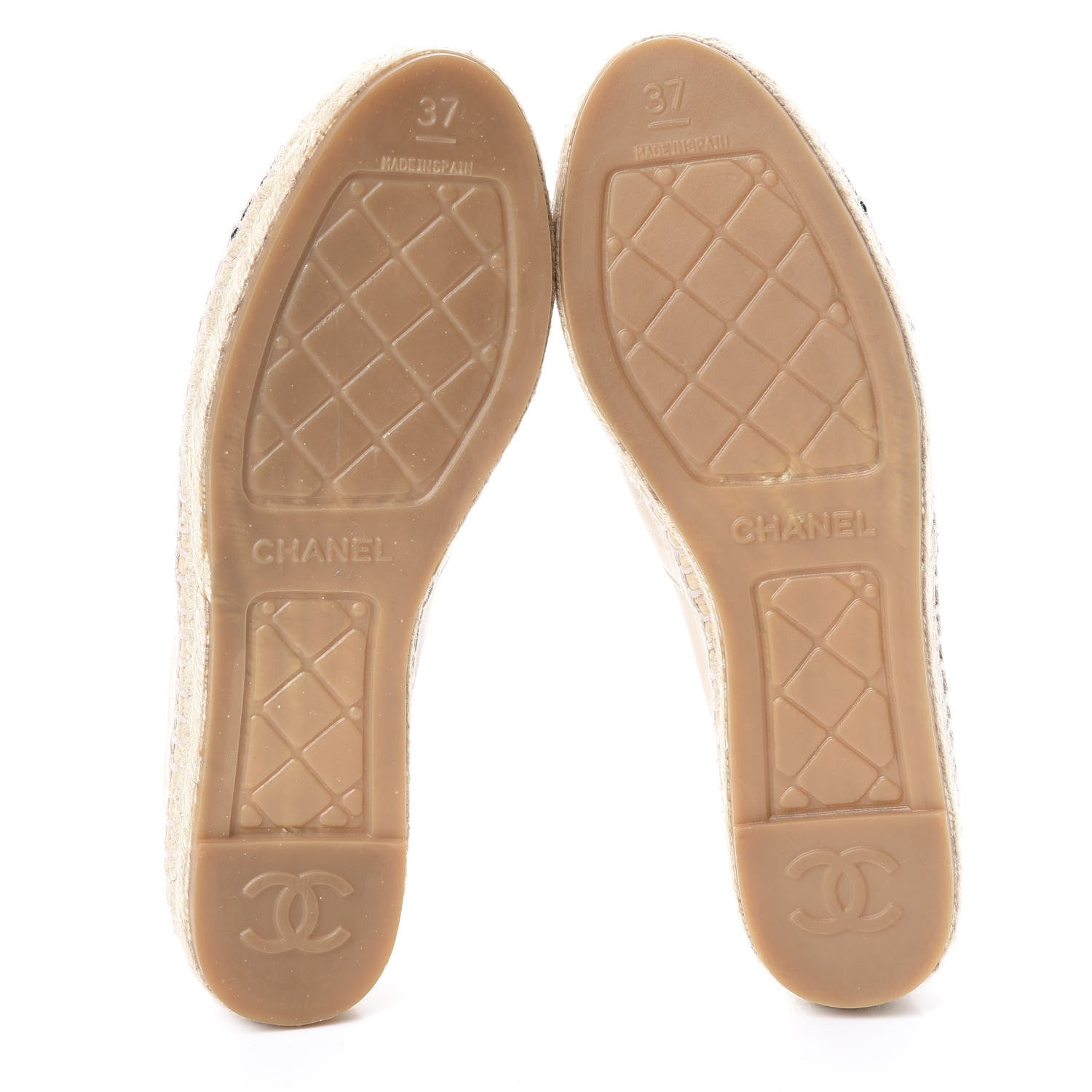 Chanel Lambskin CC Espadrilles 37 Beige Black 7 of 7