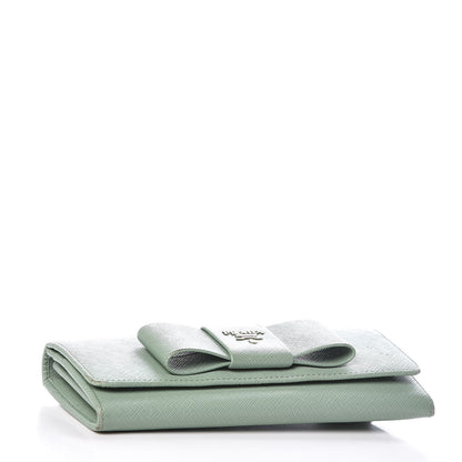 Prada Saffiano Bow Continental Wallet Acquamarina 5 of 17