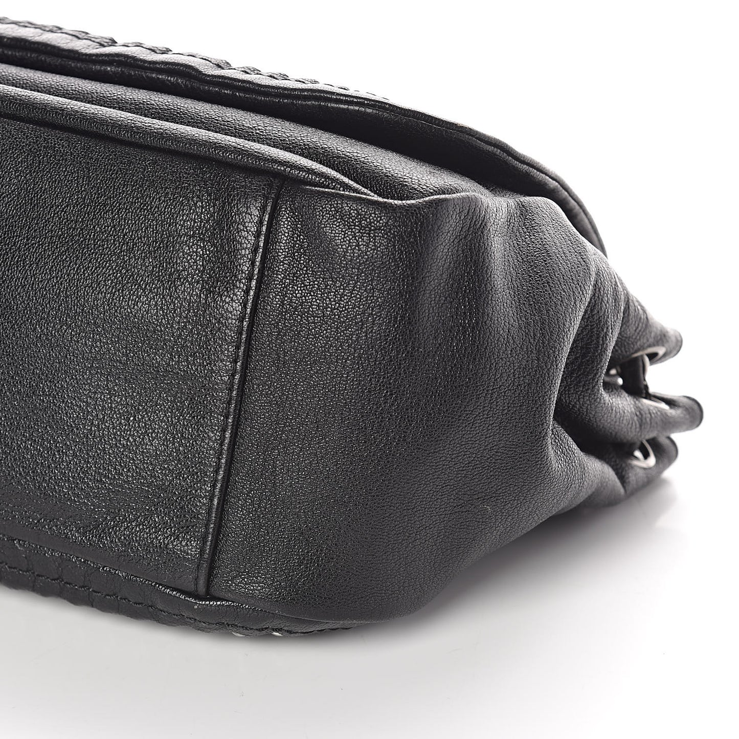 Metallic Goatskin Luxe Ligne Flap Black
