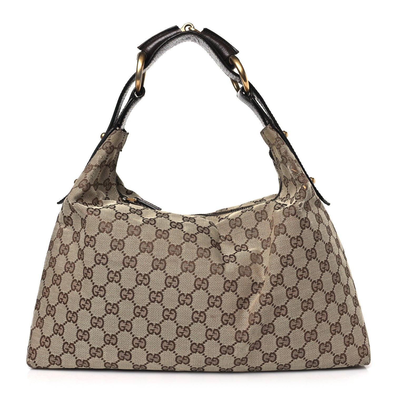 Gucci Monogram Medium Horsebit Chain Hobo Dark Brown 1 of 11
