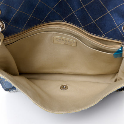 Chanel Denim Quilted Jumbo Pompom Flap Dark Blue 5 of 11