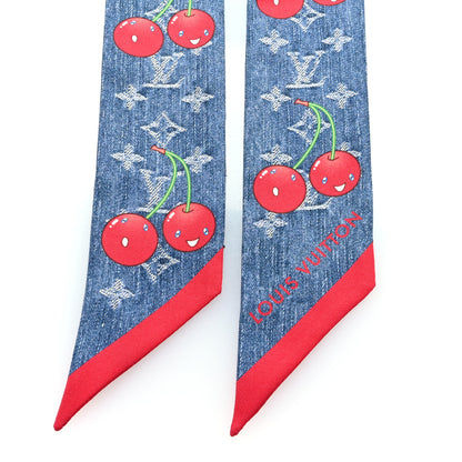 Louis Vuitton LV X TM Silk Monogram Cerises Bandeau Denim Blue 2 of 3