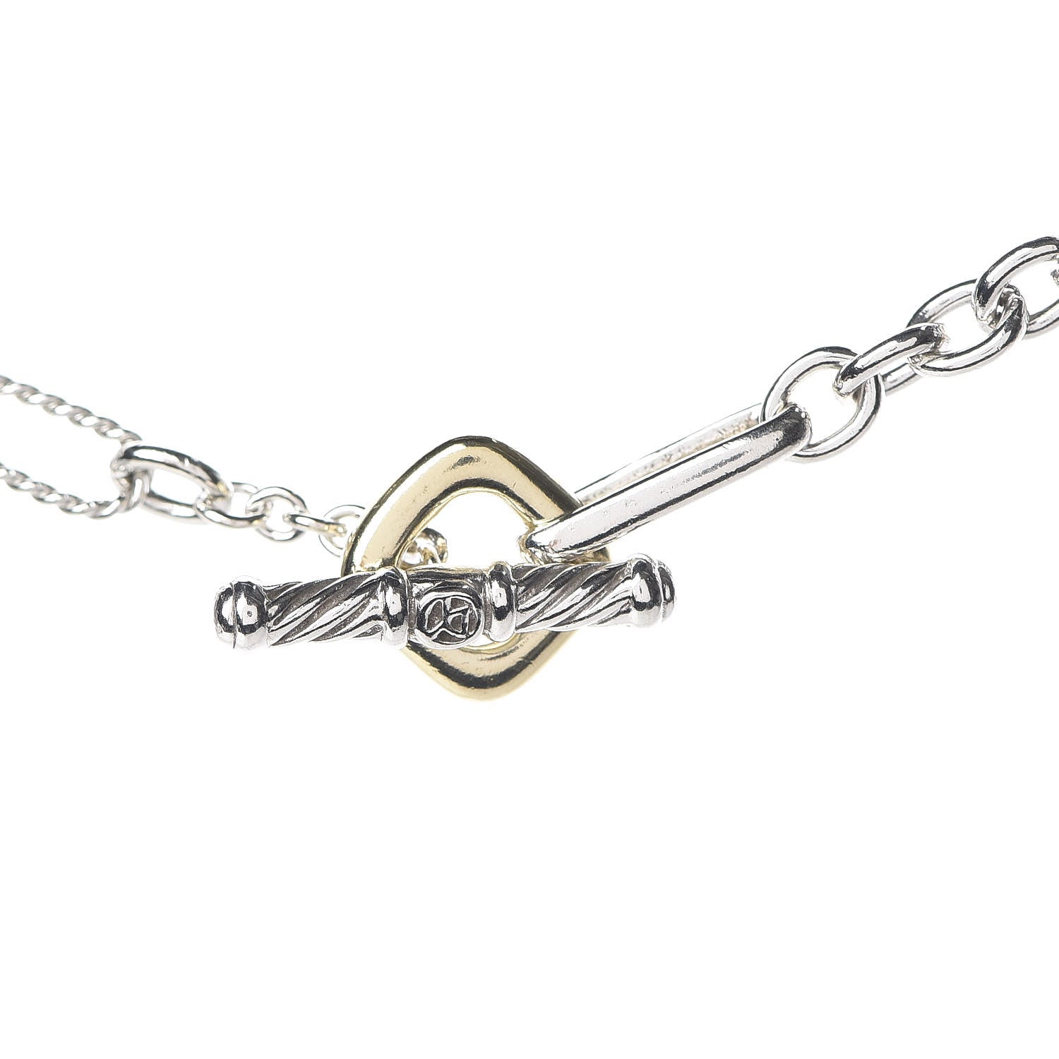 David Yurman Sterling Silver 18K Yellow Gold Link Figaro Link Toggle Necklace 36" 5 of 5