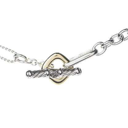 David Yurman Sterling Silver 18K Yellow Gold Link Figaro Link Toggle Necklace 36" 5 of 5
