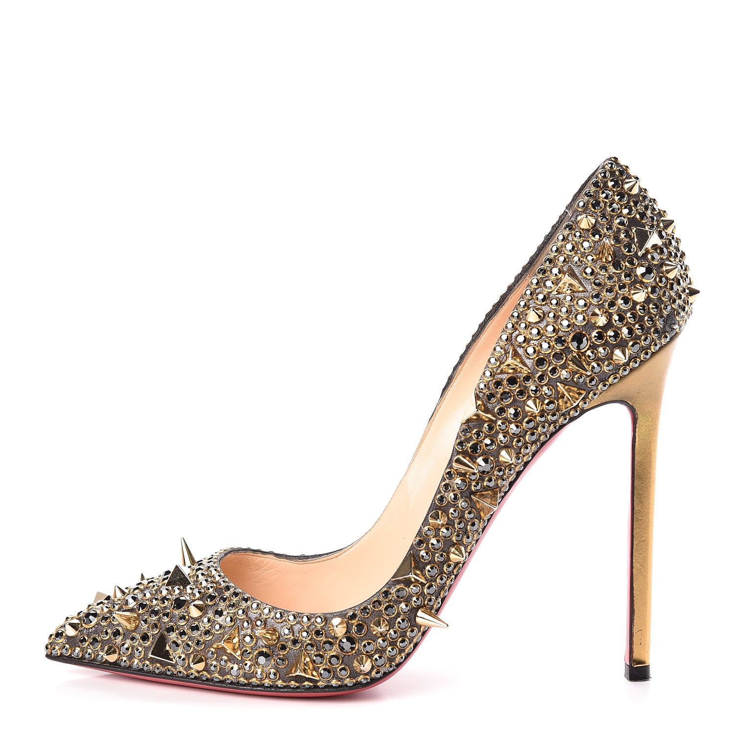 Christian Louboutin Potpourri Strass Pigalli 120 Pumps 39.5 Hematite Gold 1 of 17