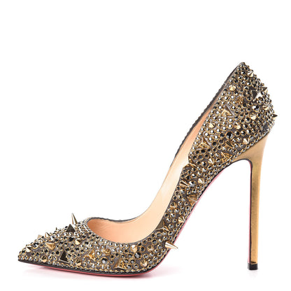 Christian Louboutin Potpourri Strass Pigalli 120 Pumps 39.5 Hematite Gold 1 of 17