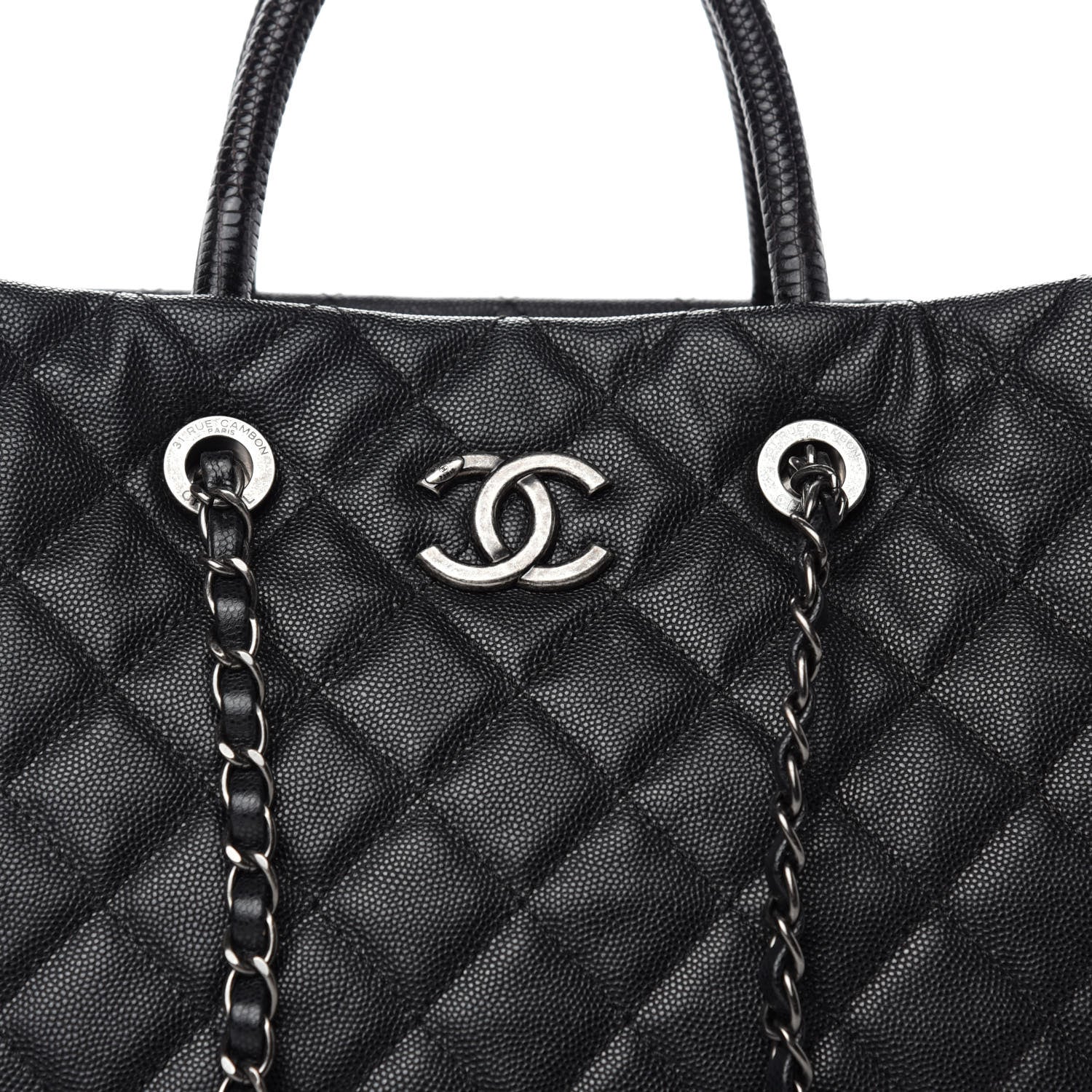 Chanel Caviar Quilted Large Coco Handle Shopping Tote Black 9 of 11