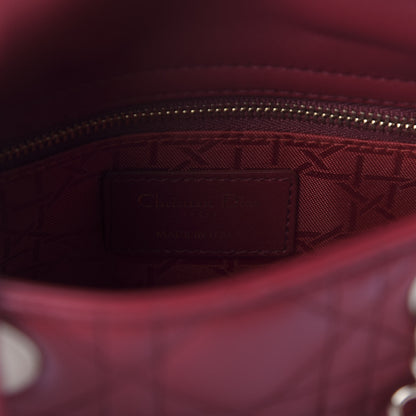 Christian Dior Lambskin Cannage Mini Lady Dior Burgundy 8 of 8