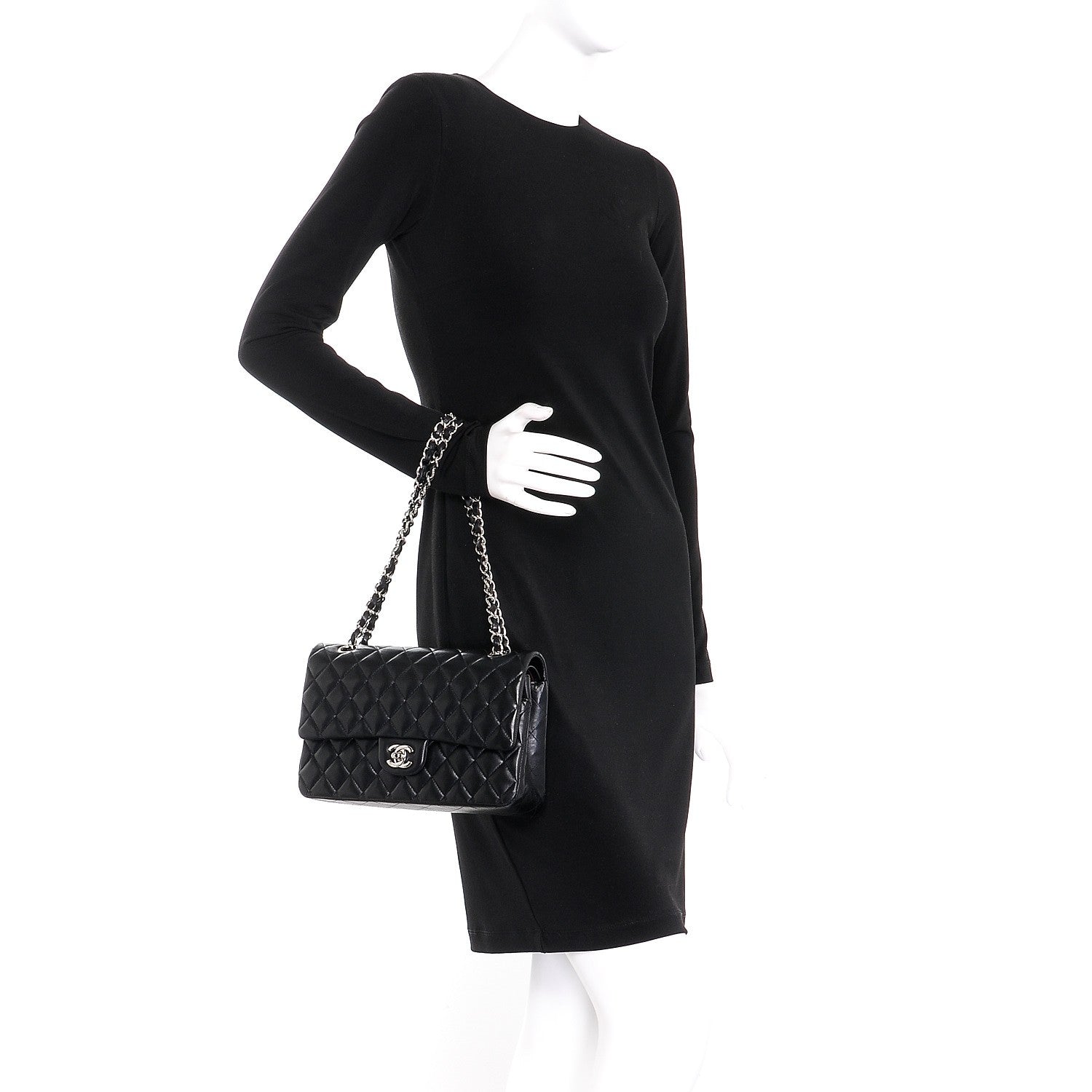 Chanel Lambskin Quilted Medium Double Flap Black 3 of 8