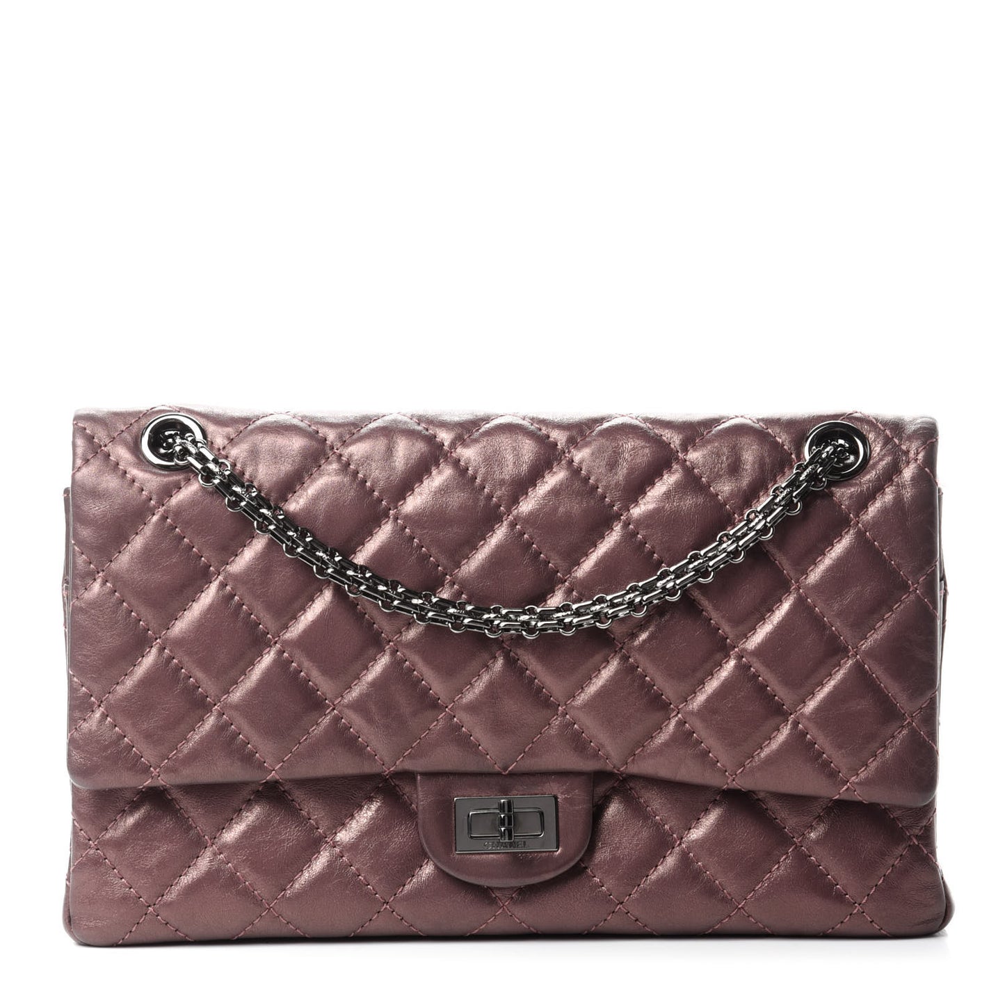 Metallic Aged Calfskin Quilted 2.55 Reissue 226 Flap Rose Fonce
