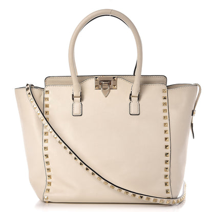 Valentino Garavani Vitello Rockstud Double Handle Tote Ivory 1 of 13
