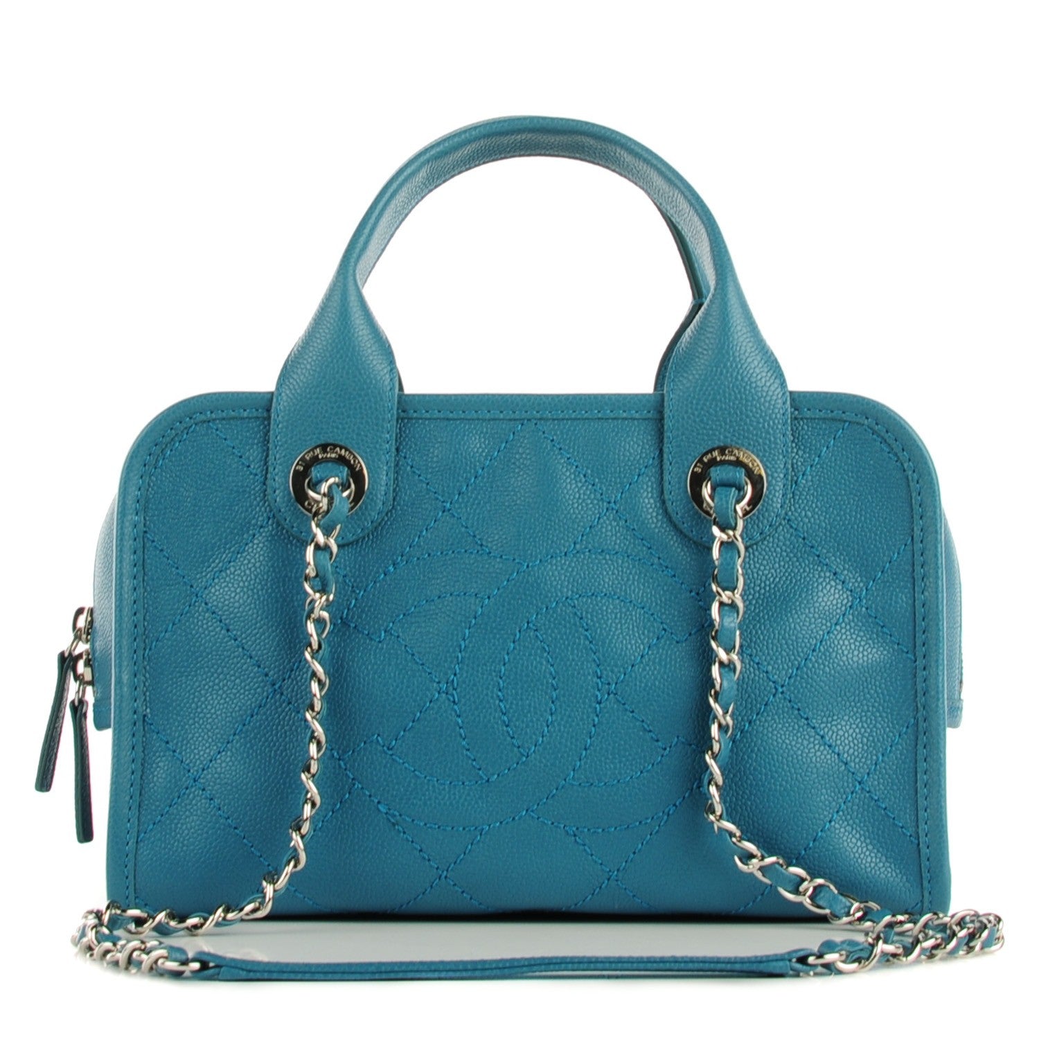 Chanel Caviar Quilted Deauville Bowling Bag Blue 1 of 7