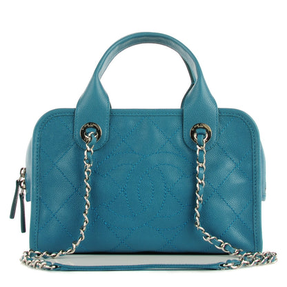 Chanel Caviar Quilted Deauville Bowling Bag Blue 1 of 7