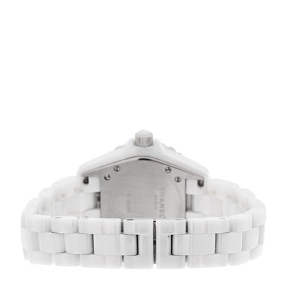 Chanel Stainless Steel Ceramic Diamond Pave Bezel 33mm J12 Quartz Watch White 3 of 5
