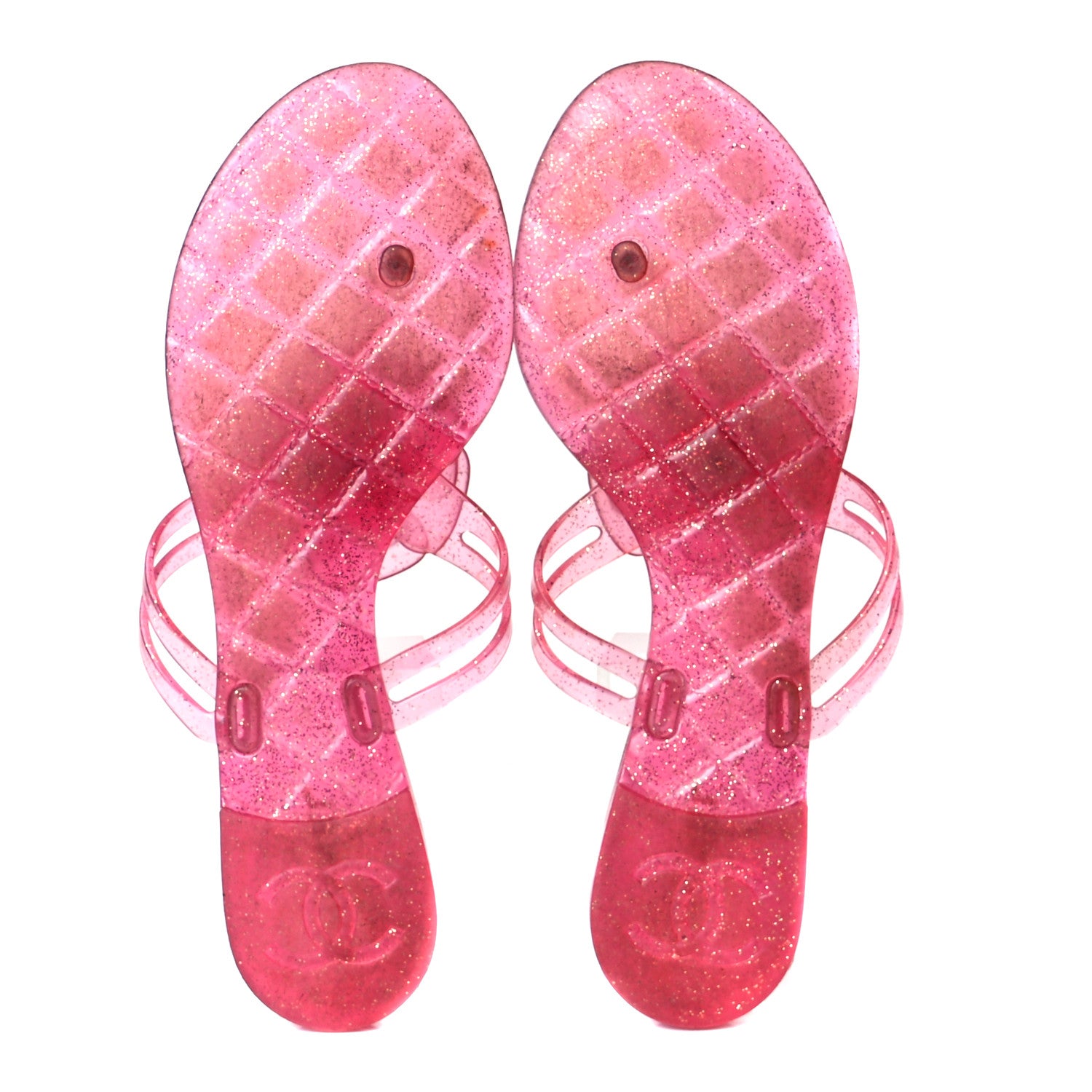 Chanel Jelly Camellia Glitter Thong Sandals 41 Rose Clair 7 of 9