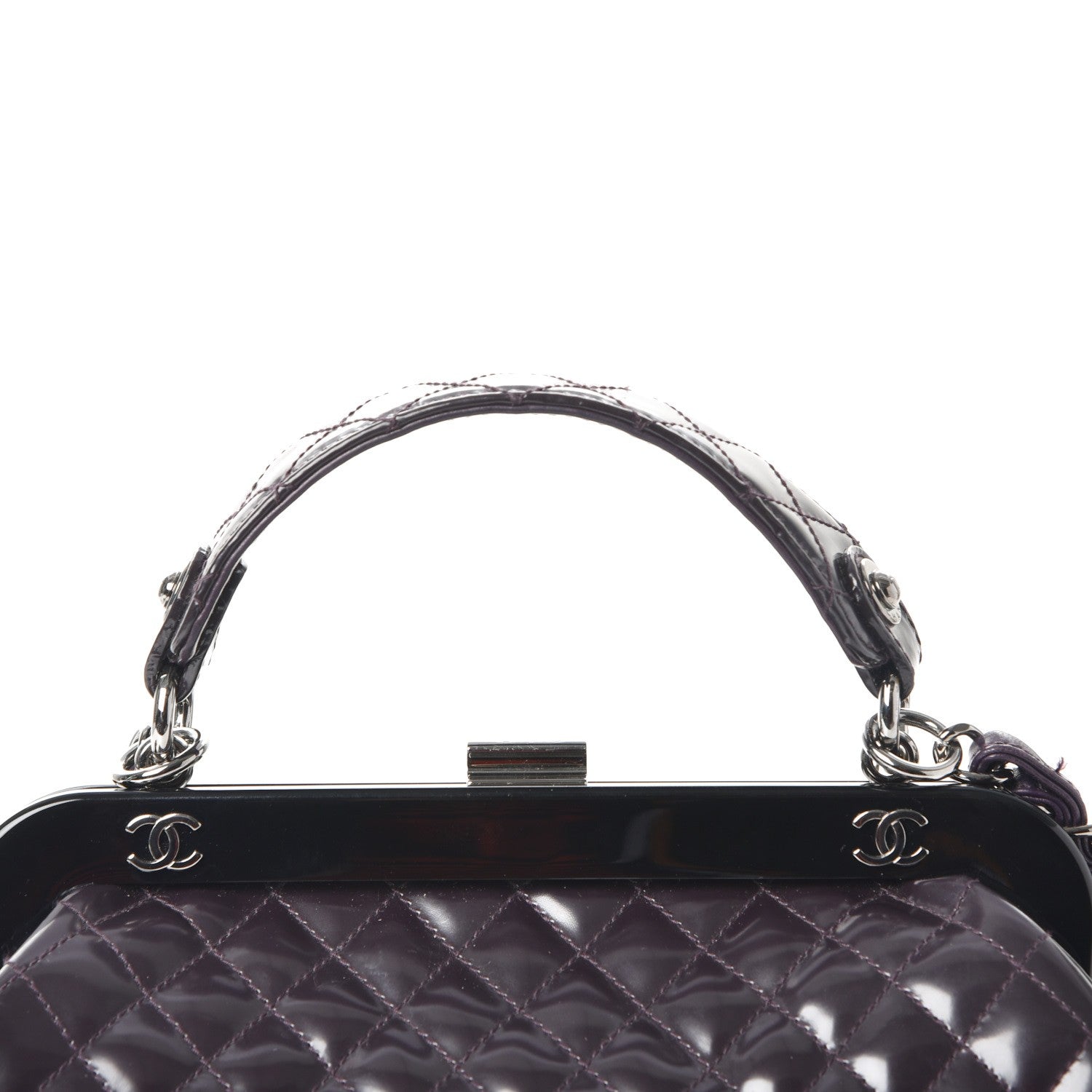 Chanel Glazed Calfskin Quilted Mademoiselle Small Frame Bag Purple 8 of 9