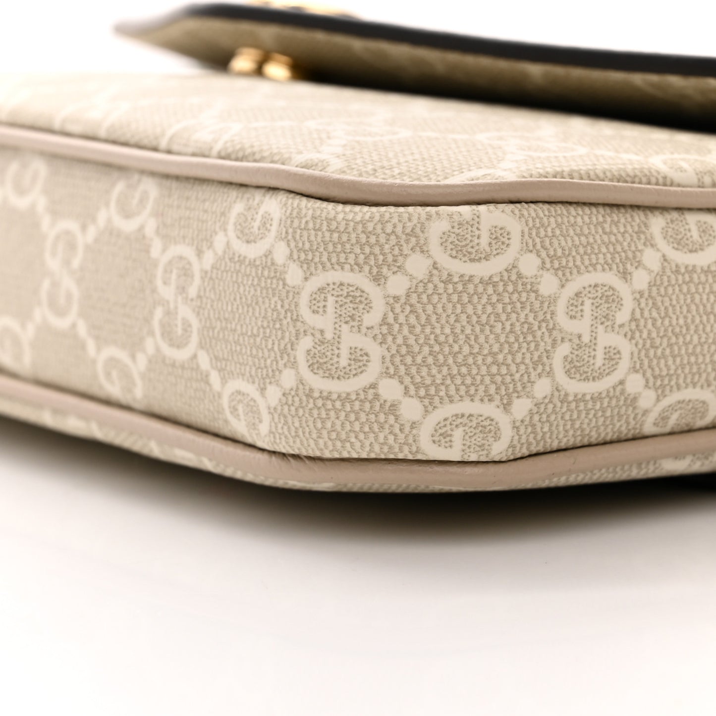 GG Supreme Monogram Textured Dollar Calfskin Web Mini Ophidia Envelope Shoulder Bag Beige Mystic White Oatmeal