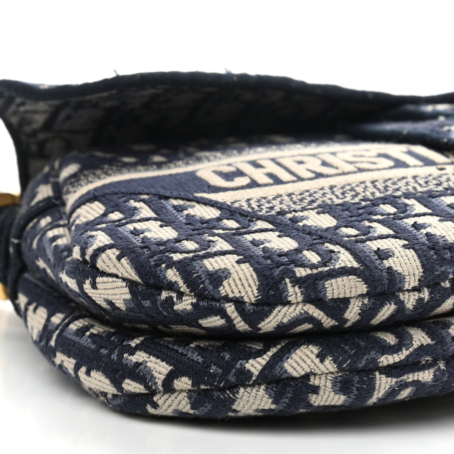 Christian Dior Oblique Embroidered Saddle Bag Blue 5 of 14