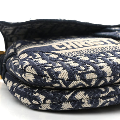 Christian Dior Oblique Embroidered Saddle Bag Blue 5 of 14