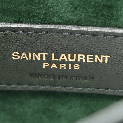 Saint Laurent Smooth Calfskin Medium Monogram Sunset Satchel Dark Green 7 of 14