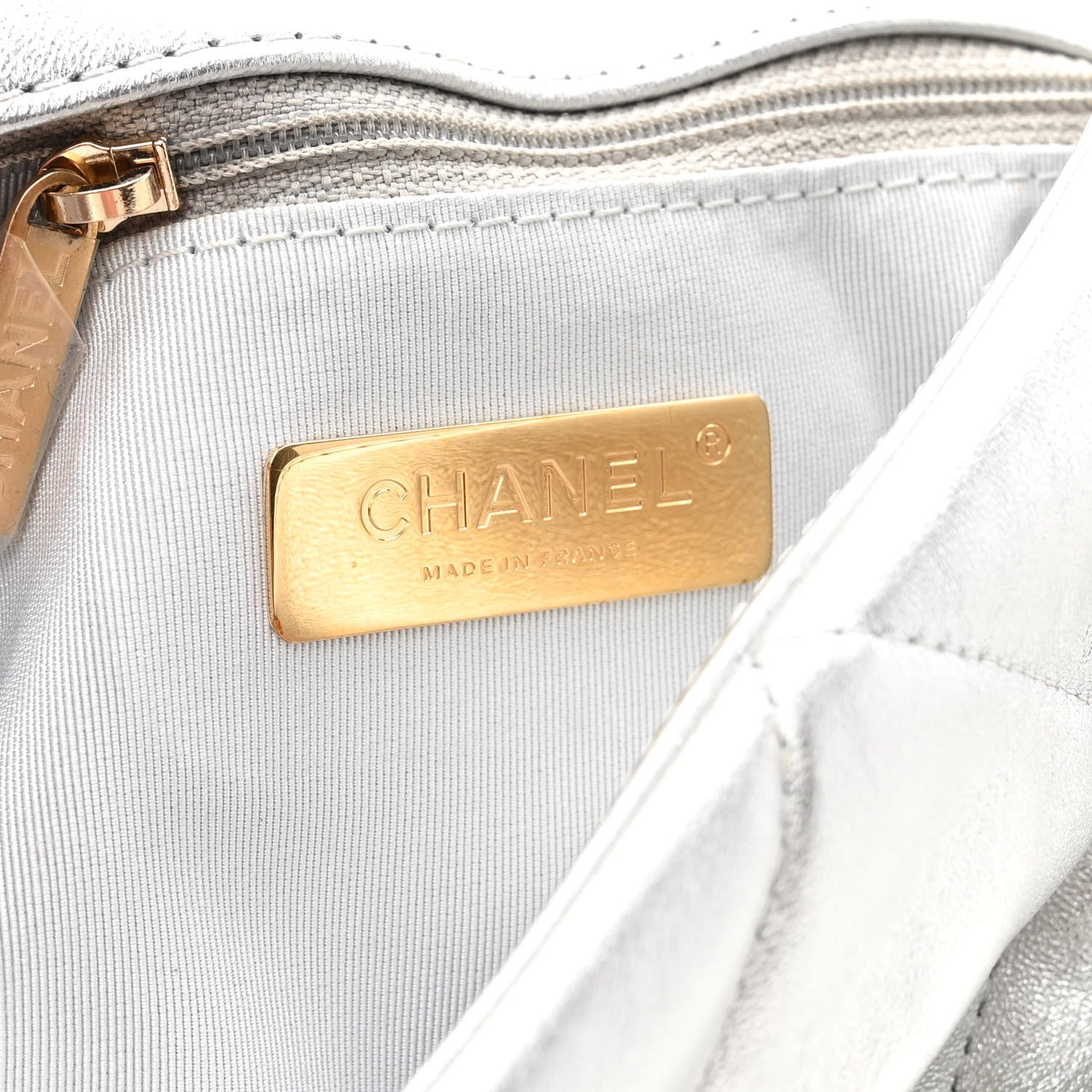 Chanel Metallic Goatskin Quilted Large Chanel 19 Flap Silver 6 of 10