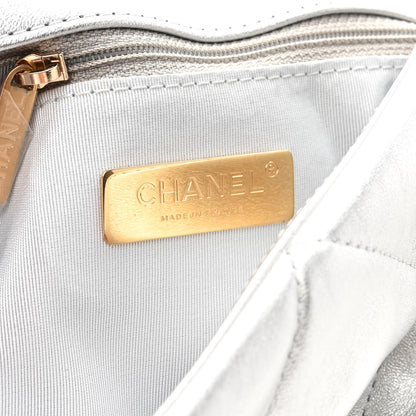 Chanel Metallic Goatskin Quilted Large Chanel 19 Flap Silver 6 of 10