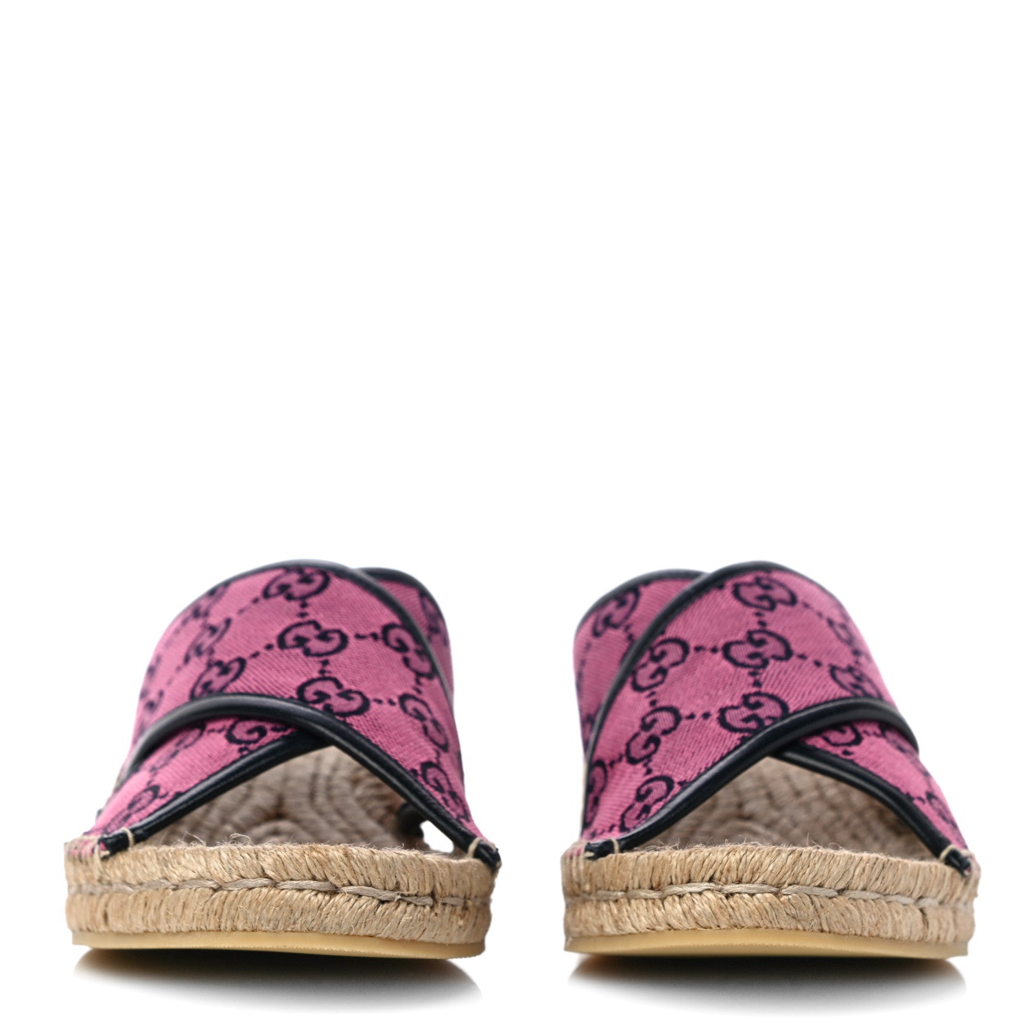 Gucci Monogram Multicolor Criss Cross Espadrille Sandals 41 Pink Blue 2 of 12