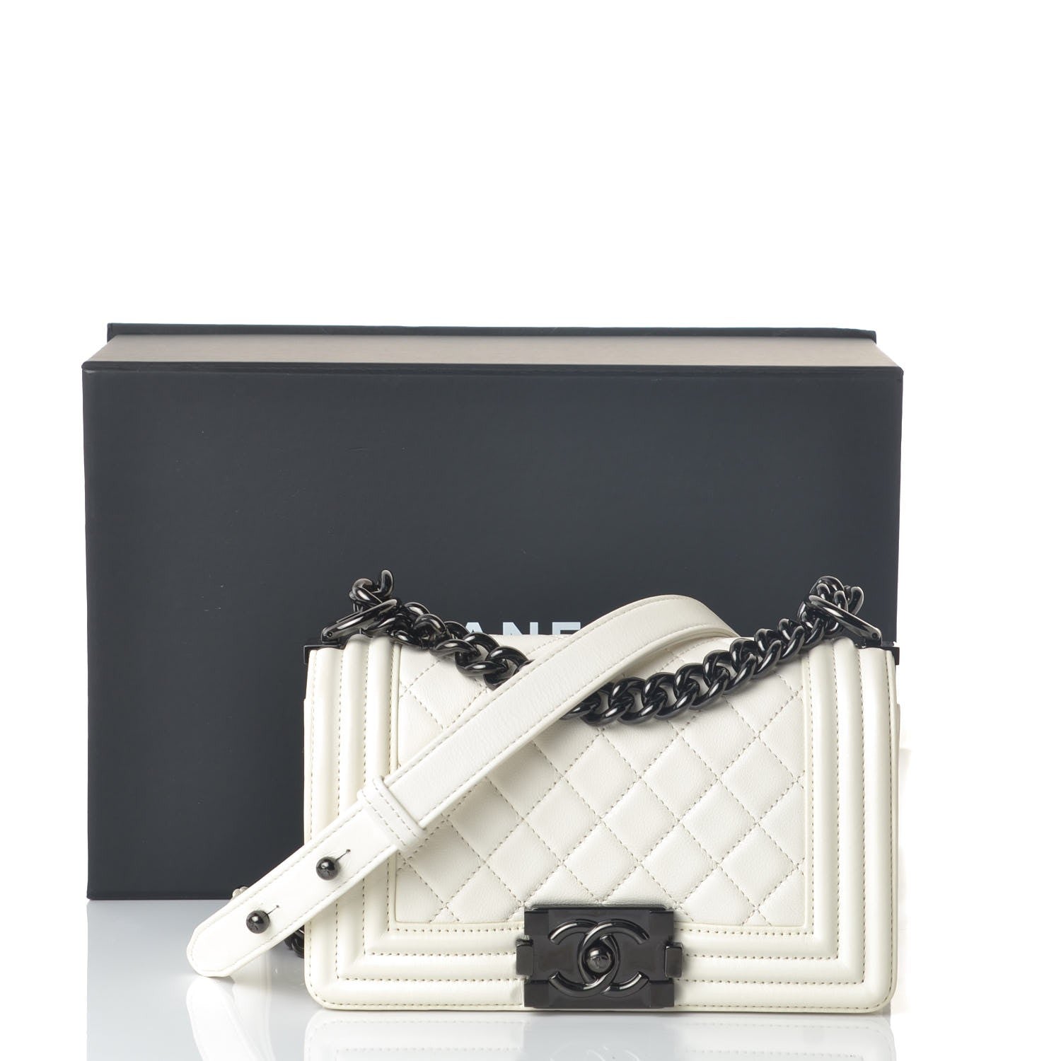 Chanel Lambskin Quilted Small Boy Flap White 8 of 8