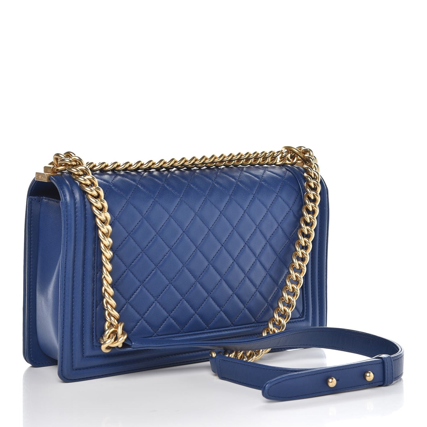 Calfskin Quilted New Medium Boy Flap Blue