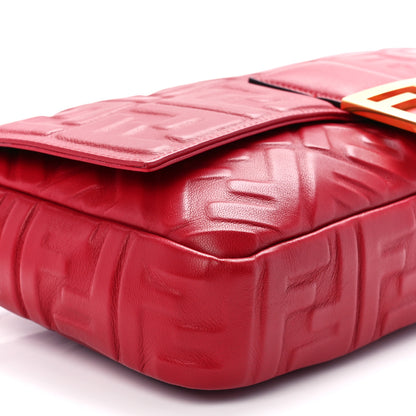 Fendi Nappa FF 1974 Embossed Large Baguette Fragola 12 of 14