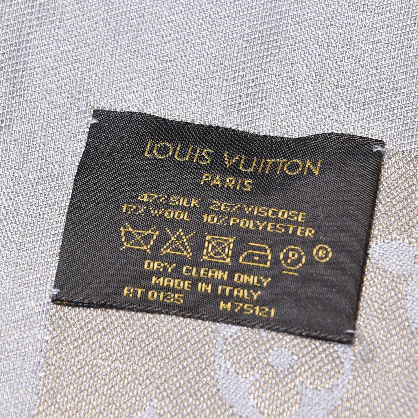 Silk Lurex Wool Monogram Shine Shawl Charcoal Greige