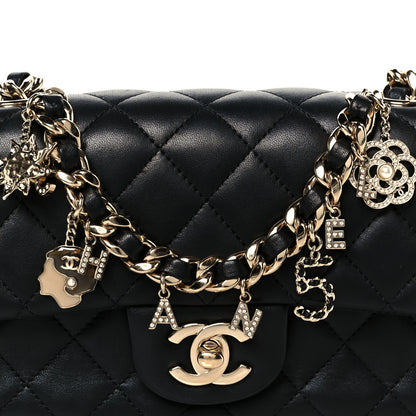 Chanel Lambskin Quilted Mini Coco Charms Rectangular Flap Black 9 of 11