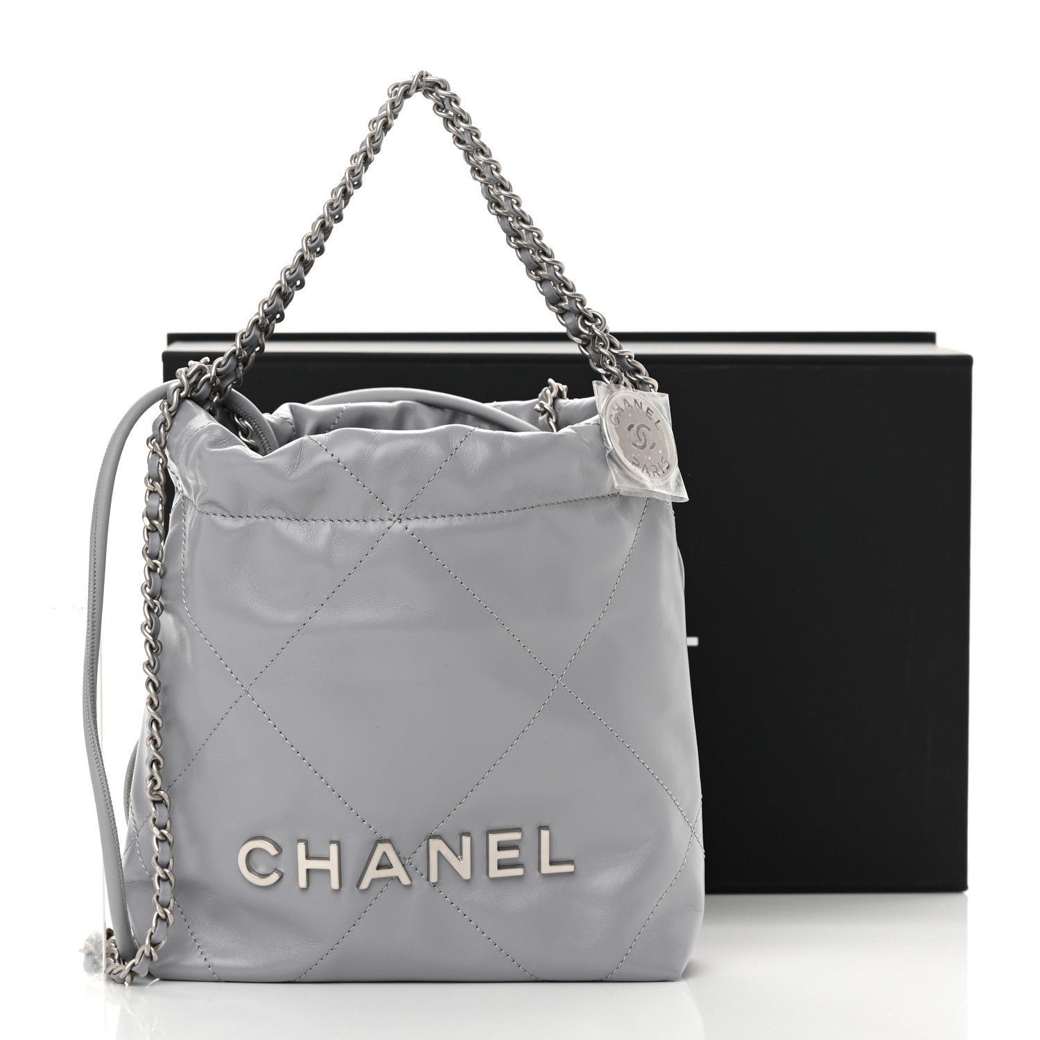 Chanel Shiny Calfskin Quilted Mini Chanel 22 Grey 11 of 11