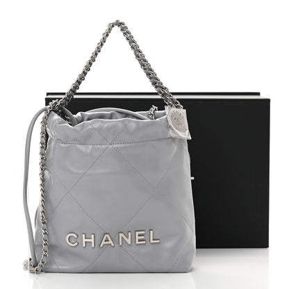 Chanel Shiny Calfskin Quilted Mini Chanel 22 Grey 11 of 11