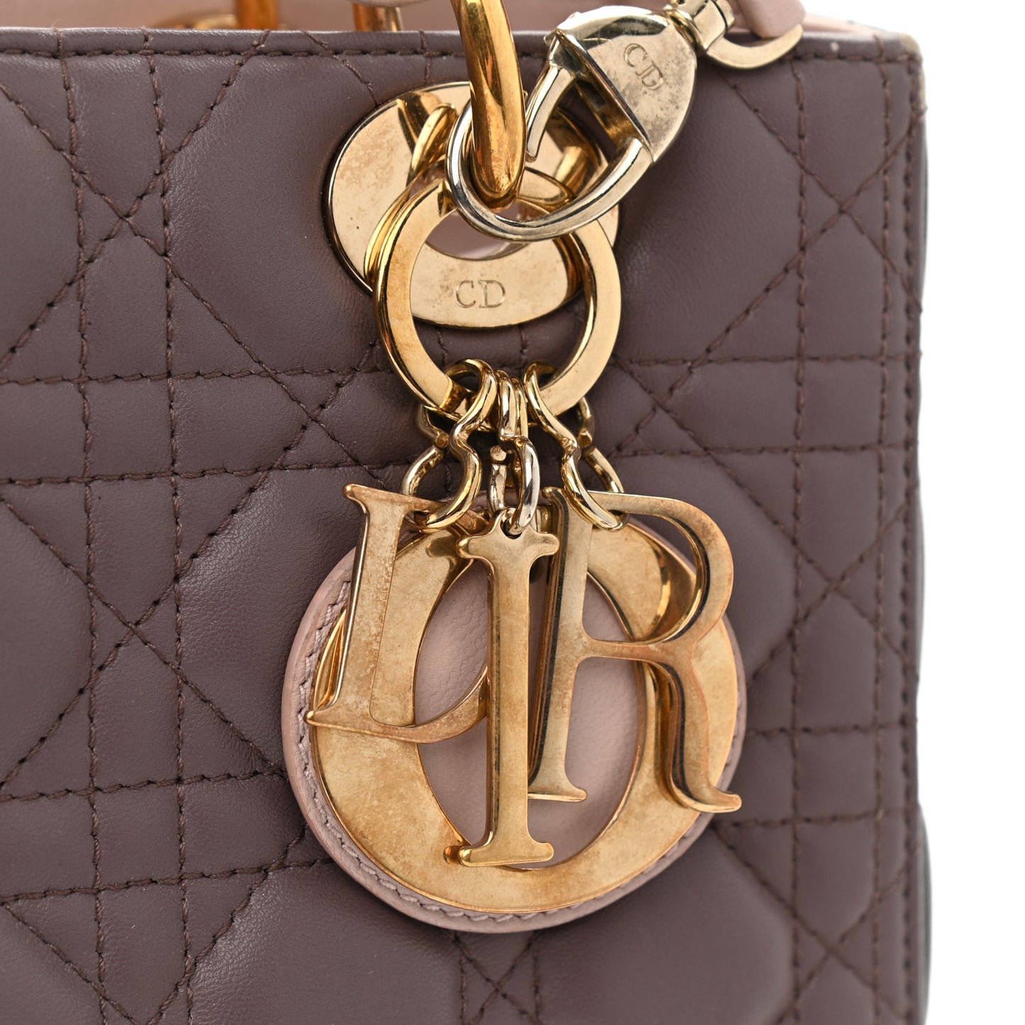 Lambskin Cannage Medium Tri-Color Lady Dior Brown